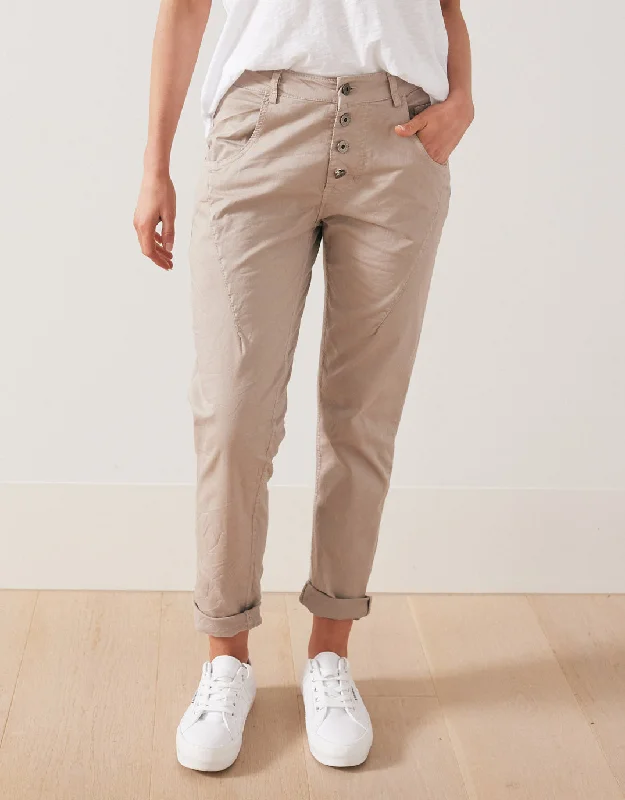 Signature Jersey Denim Pants - Taupe Relaxed Denim Skirt