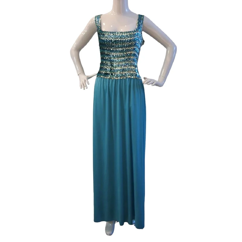 Aqua Mermaid Blue Sequin Evening Dress Sequin Dress Look