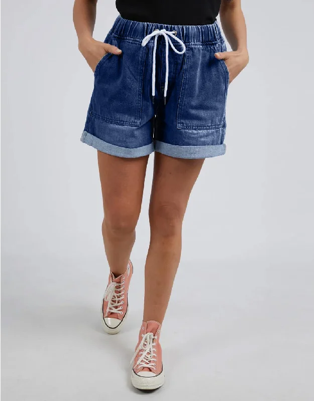 Emma Relaxed Denim Short - Dark Blue Wash Stylish Ripped Denim