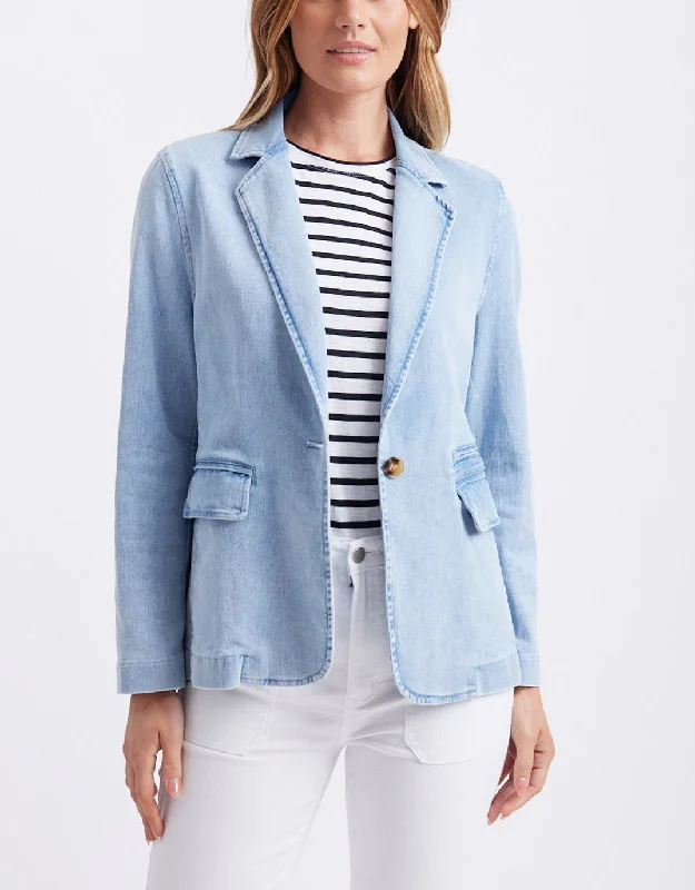 Denim Blazer - Ice Blue Slim-fit Denim Skirt