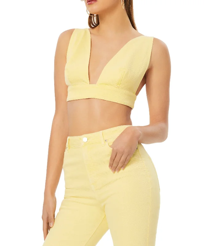 Cyprus Denim Bra Top | Canary Yellow High-Waisted Denim Skirt