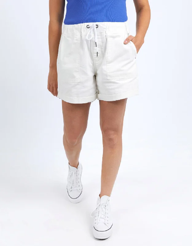 Emma Relaxed Denim Short - Vintage White Long Denim Skirt