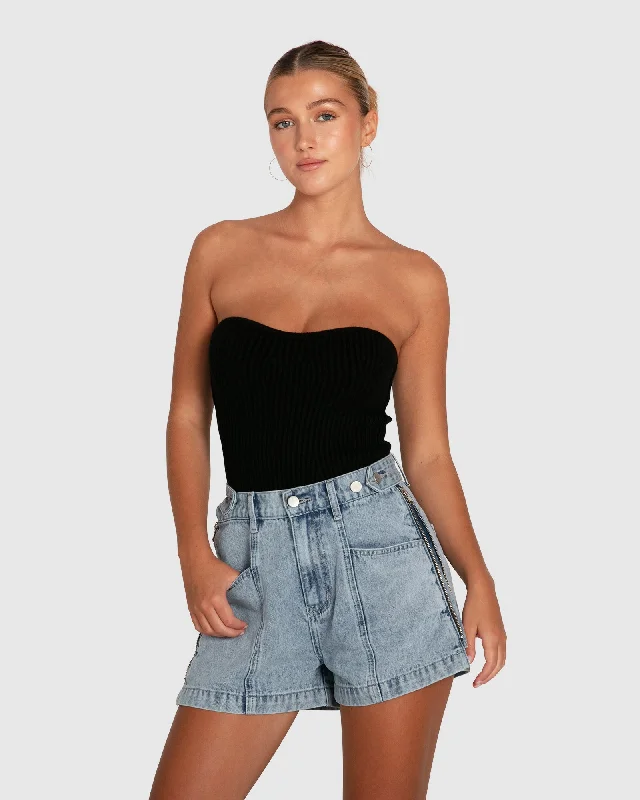 Bring The Heat Denim Shorts | Women | Stonewash Full Denim Skirt