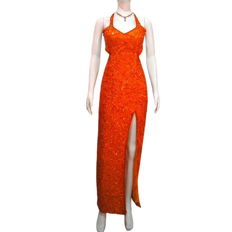 Fiery Sunrise - Sexy Backless Orange Sequinned Evening Dress Sequin Dress Sexy