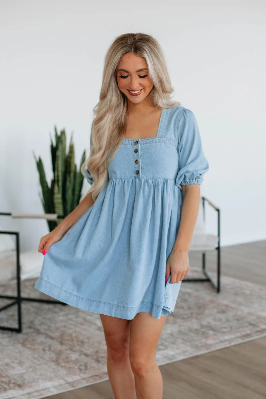 Ramy Denim Babydoll Dress Denim Skirt Trend