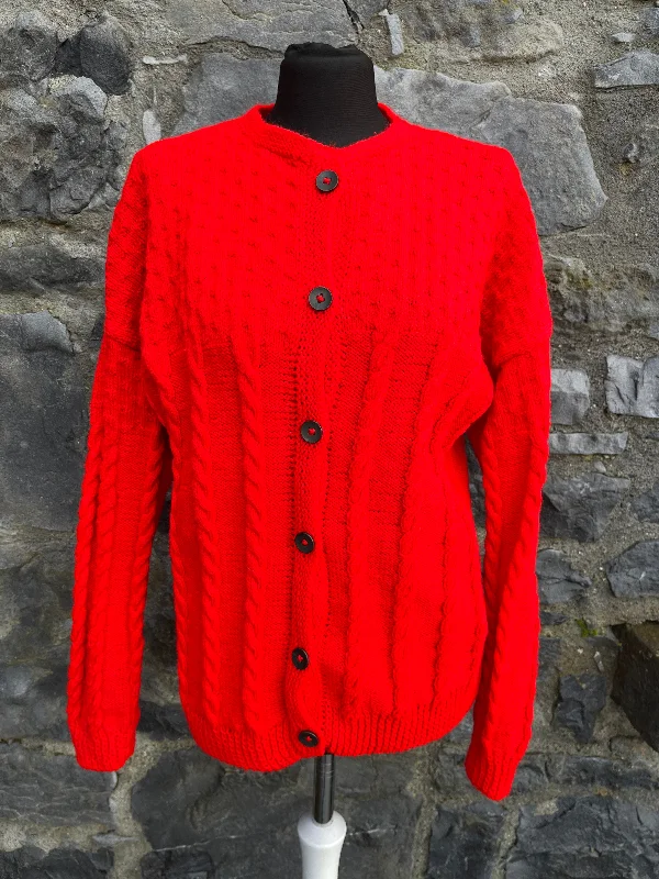 90s intense red cardigan uk 12 Casual Pullover Top