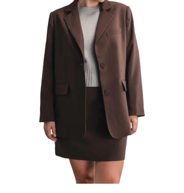 East Coast Blazer In Chocolate Zipper Blazer for Women