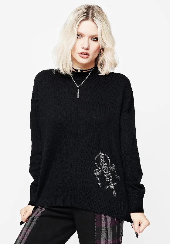 Misericorde Embroidered Knit Jumper Fashionable Pullover Sweater