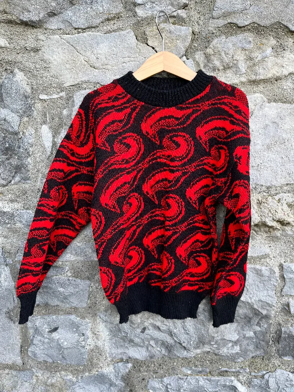 80s red&black jumper   6y (116cm) Plain Pullover Sweater