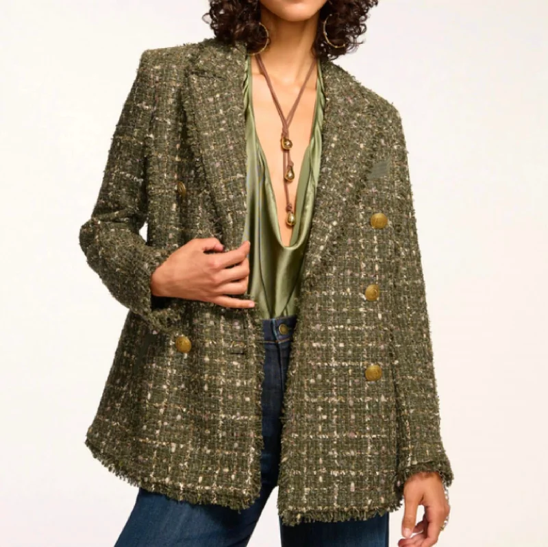 Marsha Blazer In Sage Tweed Stylish Fitted Blazer