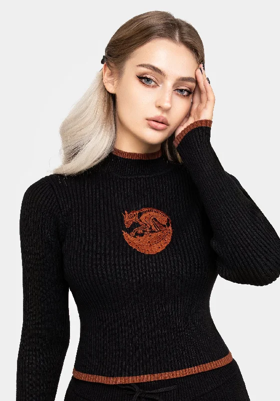 Foxfire Embroidered Knit Jumper Elegant Pullover Design