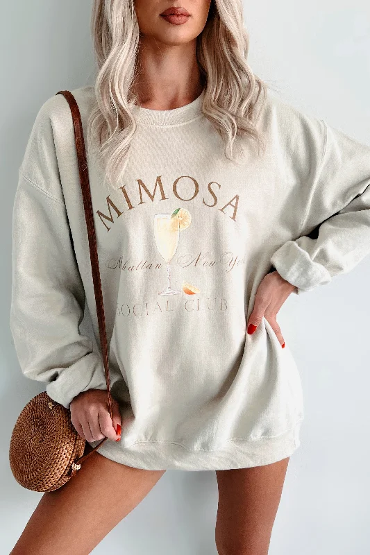 Mimosa Mood Graphic Sweatshirt (Sand) Soft Hoodies for Women