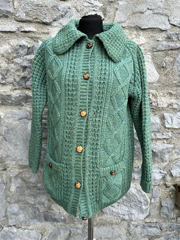 Green Aran style cardigan Oversized Knit Pullover