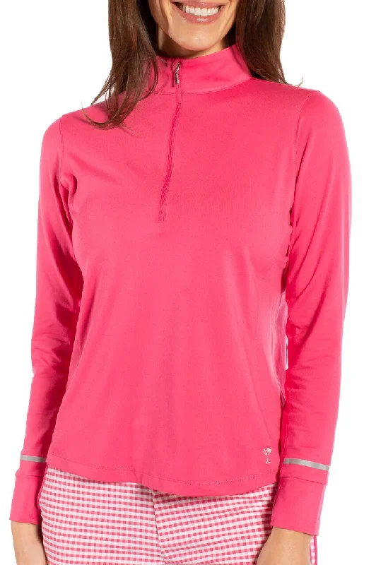 Hot Pink Fabulous Mock Pullover Stylish Pullover Tops