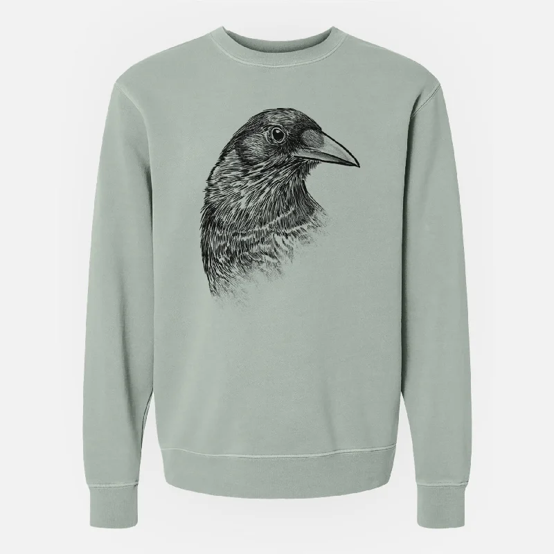 American Crow Bust - Corvus brachyrhynchos - Unisex Pigment Dyed Crew Sweatshirt Pullover Hoodie Sweatshirt Trend