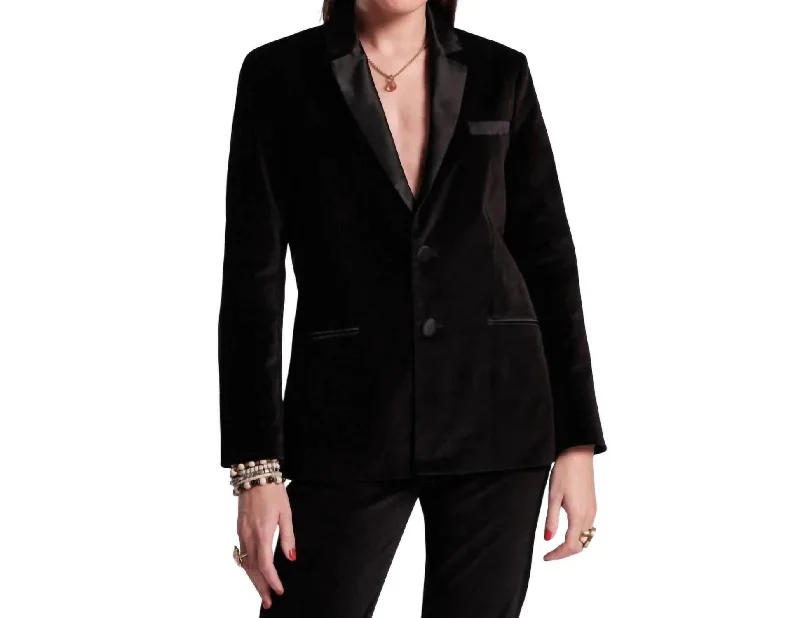 Tuxedo Jacket In Black Button Detail Blazer