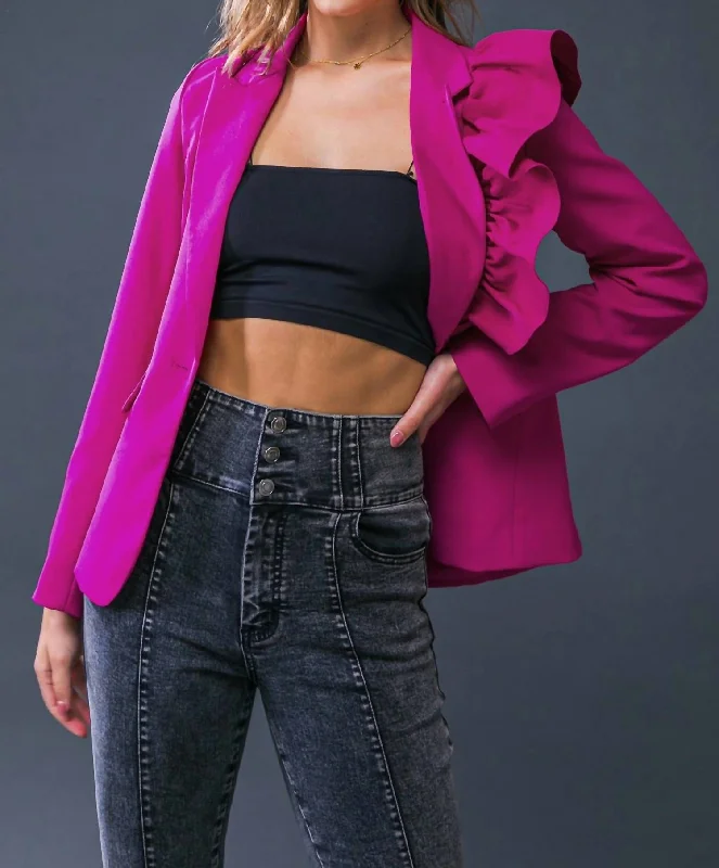 Sash Jacket In Fuchsia Structured Blazer Jacket