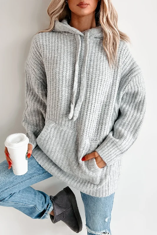 DOORBUSTER Frost Looms Oversized Sweater Knit Hoodie (Heather Grey) Street Style Hoodies