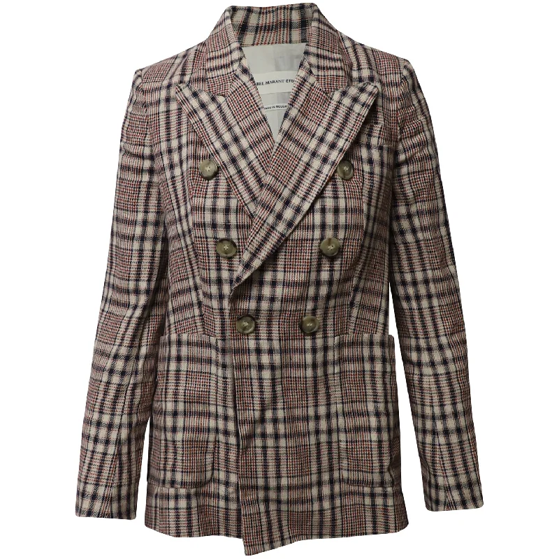 Isabel Marant Etoile Double Breasted Blazer in Multicolor Linen Minimalist Blazer Look