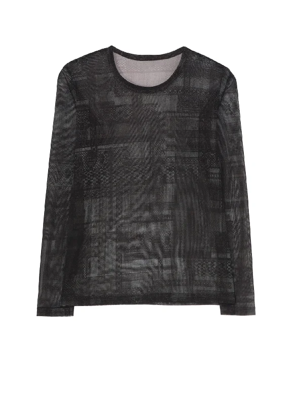 TULLE LACE PRINT LONG SLEEVE T