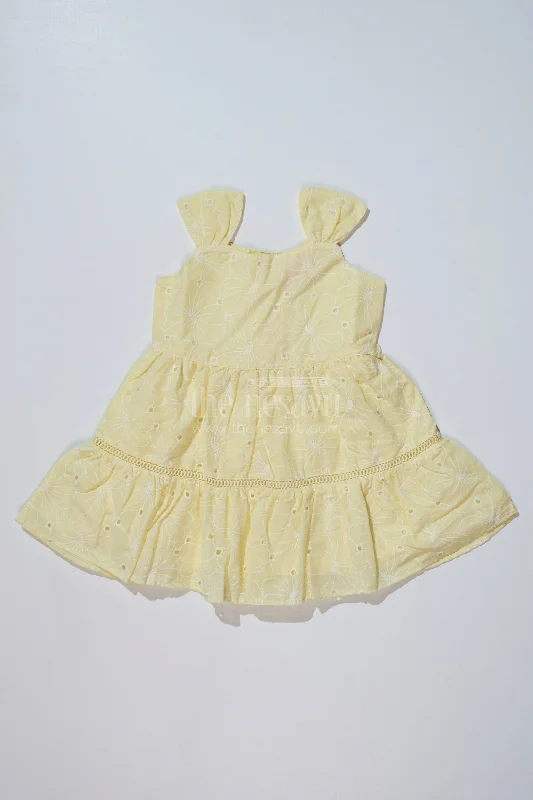 Pastel Casual Outfits for Girls in Cotton with Chikankari Embroidery and Ruffle Hem