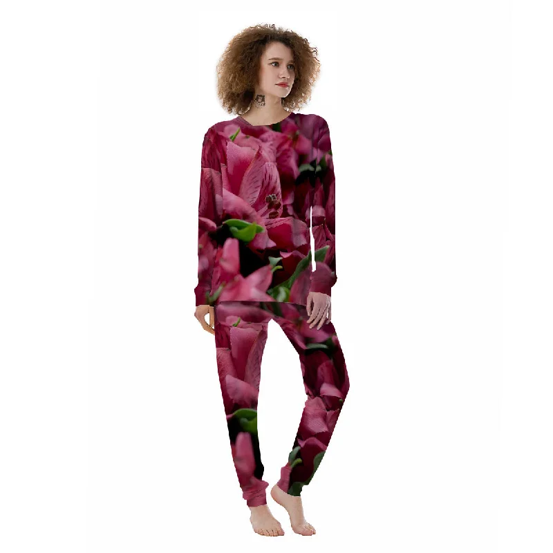 Alstroemeria Burgundy Print Women's Pajamas H&M pajama sets