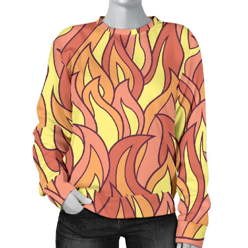 Fire Flame Pattern Print Women's Sweatshirt Cozy knit sweaters for winter