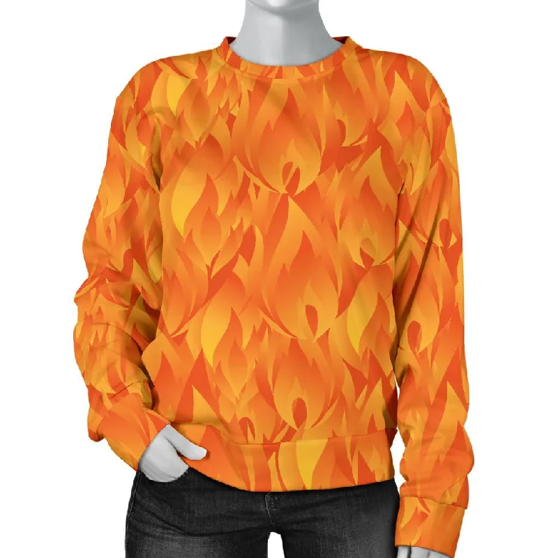 Flame Fire Pattern Print Women's Sweatshirt Office sweaters