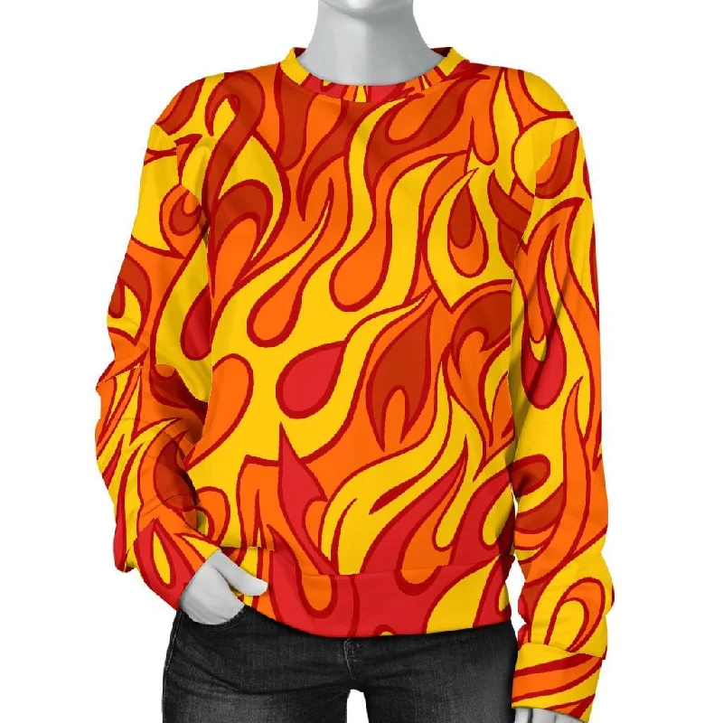 Flame Fire Print Pattern Women's Sweatshirt Chunky knit sweaters