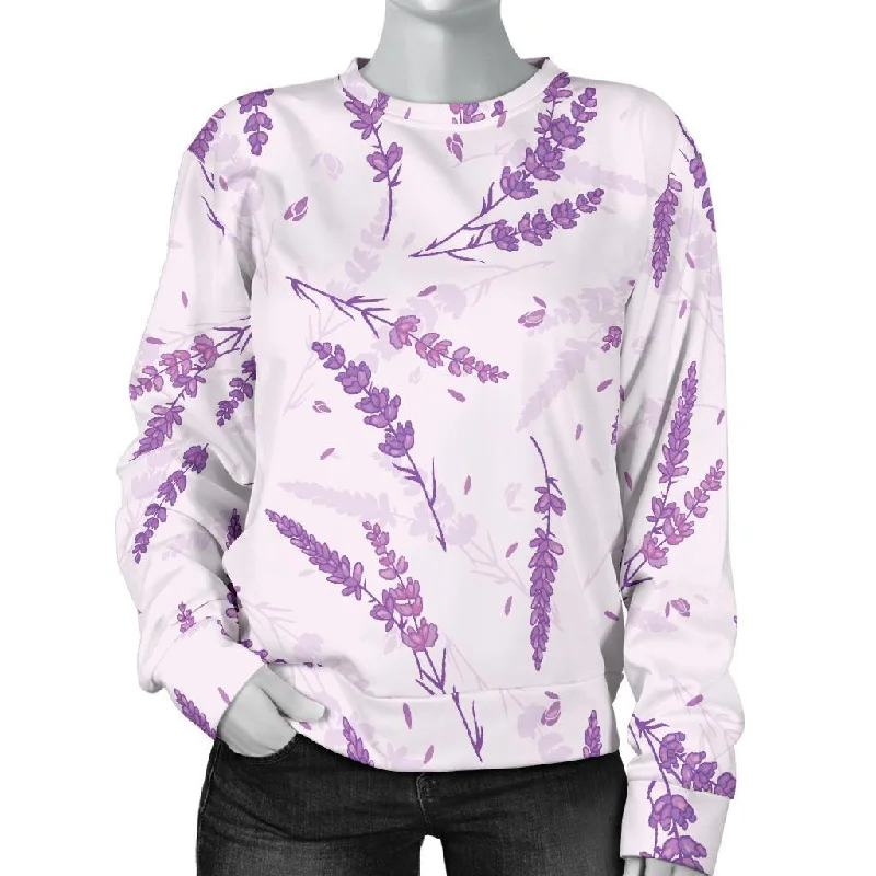 Floral Lavender Pattern Print Women's Sweatshirt Edgy sweaters