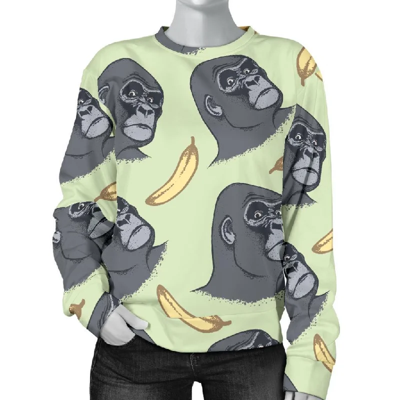 Gorilla Banana Pattern Print Women's Sweatshirt Christmas sweaters