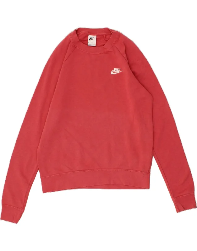 NIKE Womens Sweatshirt Jumper UK 14 Medium Red Cotton Columbia sweaters