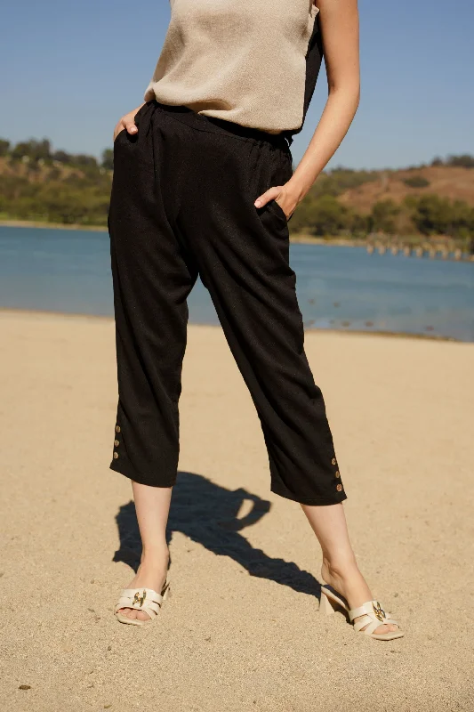 AAPT15 - Crop Linen Pant with Button Details Color block unclassified skirts