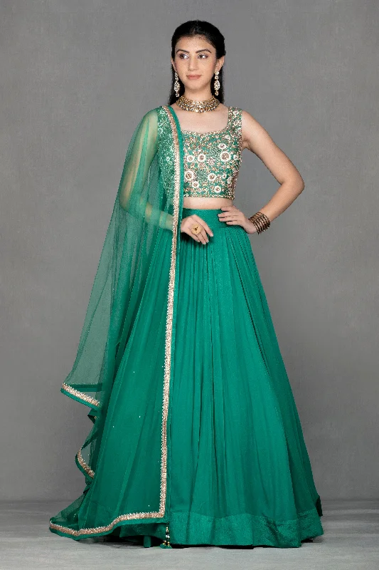 Dark Green Georgette Lehenga A-line unclassified skirts