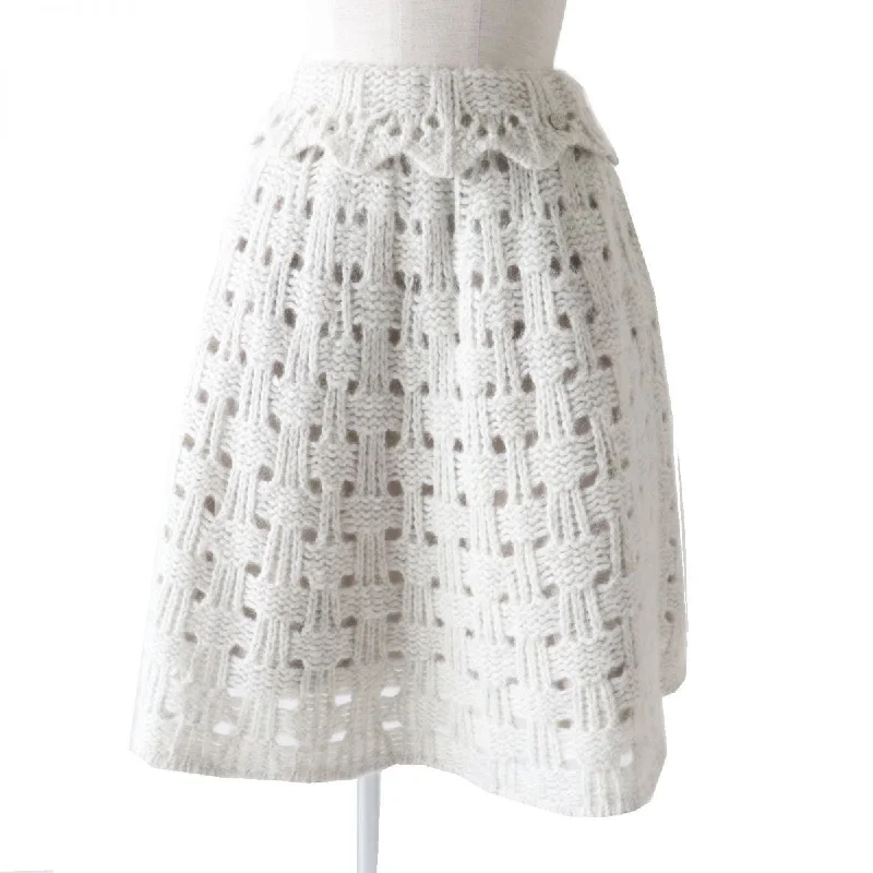 Chanel Alpaca Blend Knit Flare Skirt Light Grey Trendy unclassified skirts