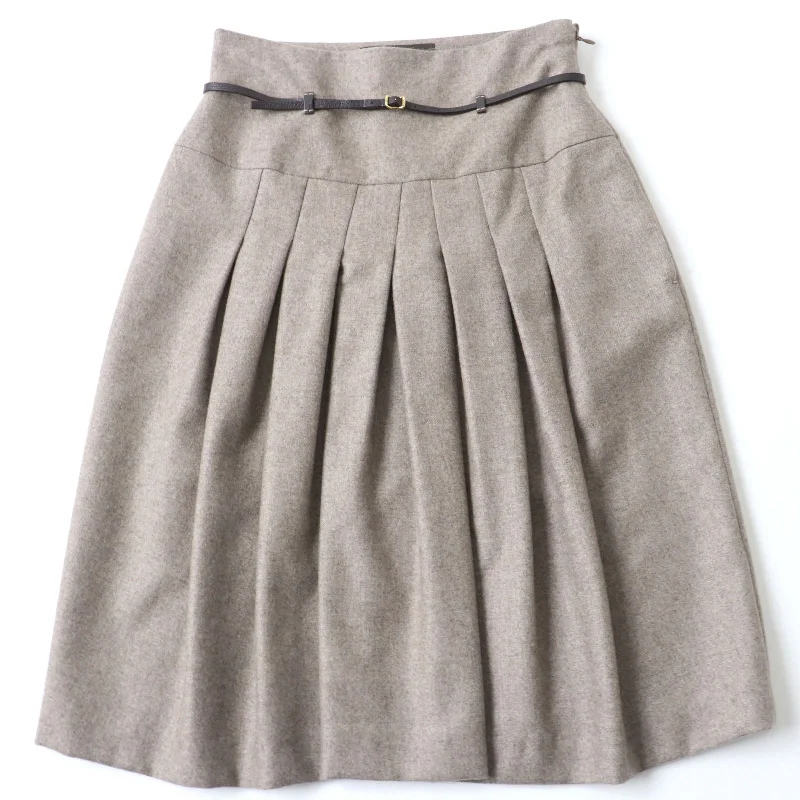 Loro Piana Cashmere Silk Belted Skirt Brown 38 Street style unclassified skirts