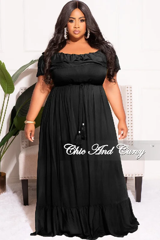 Final Sale Plus Size Off the Shoulder Ruffle Maxi Dress in Black Revolve maxi dresses