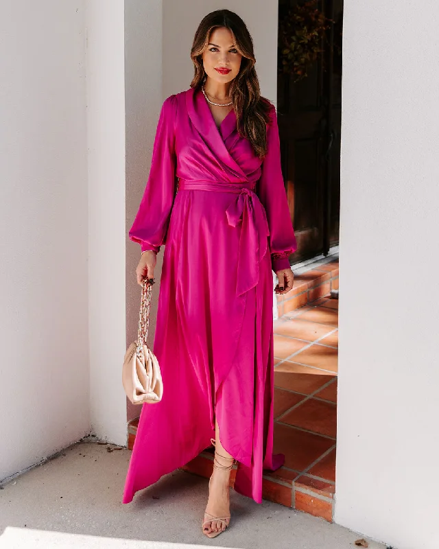 Always Memorable Satin Maxi Dress - Magenta - FINAL SALE Summer party maxi dresses