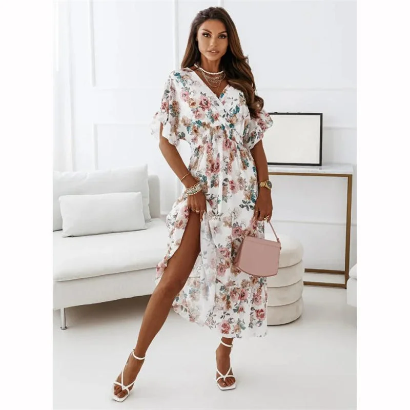 Amelia Floral Kimono Maxi Dress Smocked maxi dresses