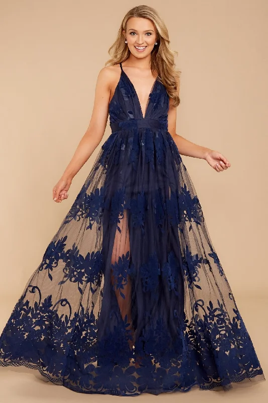 Crossing Paths Velvet Tulle Maxi Dress - Navy - FINAL SALE Affordable maxi dresses