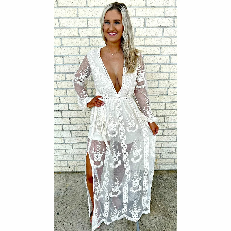 Hillari Ivory Lace Maxi Dress Hot new arrivals in maxi dresses