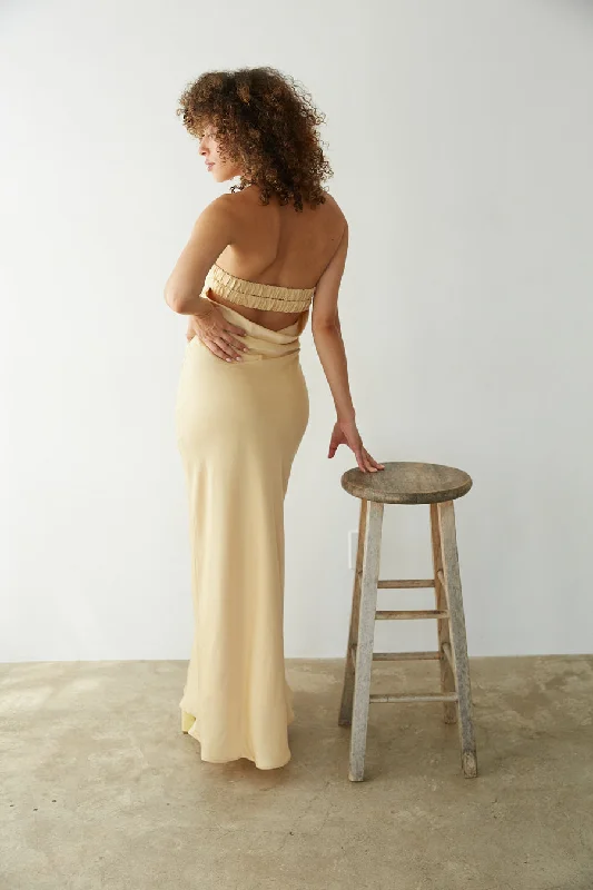 Jayla Strapless Open Back Maxi Dress Boohoo maxi dresses