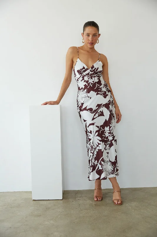 Leyla Floral Satin Maxi Dress Revolve maxi dresses