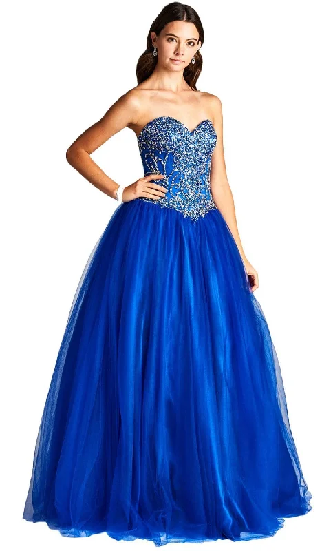 Aspeed Design - Bejeweled Strapless Sweetheart Evening Ballgown Office party dresses