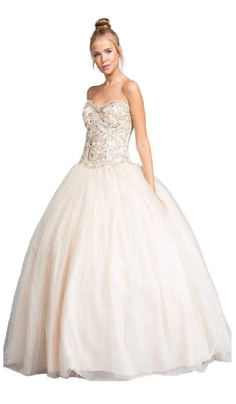 Aspeed Design - Jeweled Strapless Sweetheart Evening Ballgown Tiered party dresses