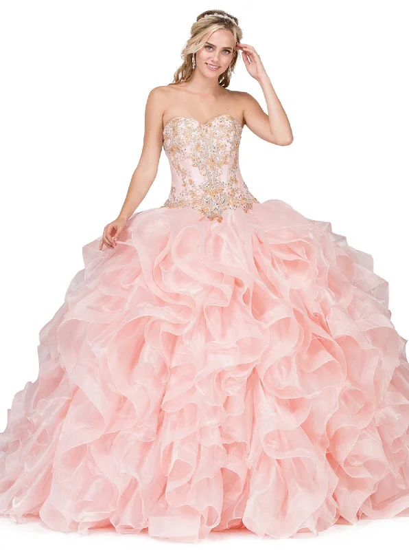 Dancing Queen - 1250 Strapless Embroidered Ruffled Quinceanera Gown Silk party dresses Dancing Queen - 1250 Strapless Embroidered Ruffled Quinceanera Gown Silk party dresses