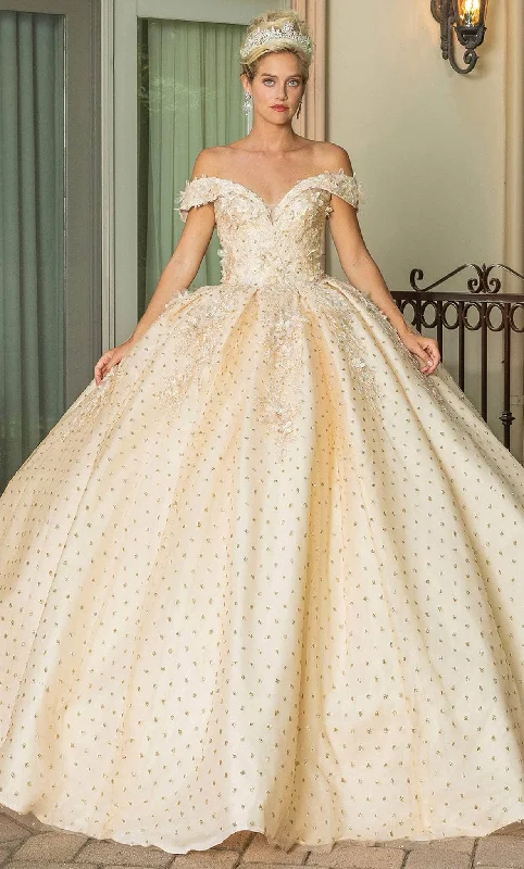 Dancing Queen 1726 - Applique Off Shoulder Quinceanera Ballgown Designer party dresses