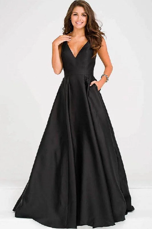 JVN by Jovani - Plunging V-Neck Prom Ballgown JVN48791SC - 1 pc Black in Size 20 Available Maternity party dresses