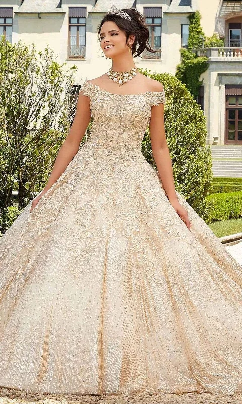 Mori Lee - 89302 Off Shoulder Rhinestone Beaded Glitter Net Ballgown Best party dresses for tall women