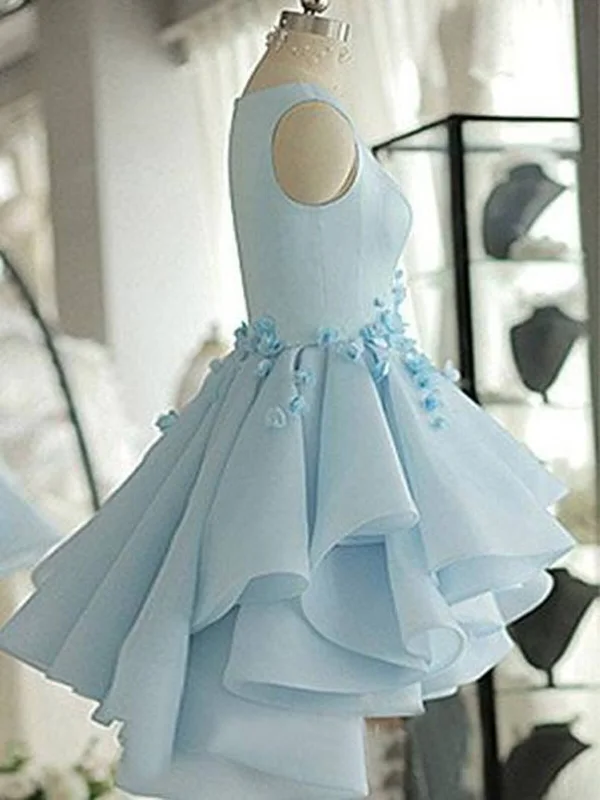 3D Flower Short Blue Prom Dresses, 3D Floral Short Blue Graduation Homecoming Dresses Zara floral dresses